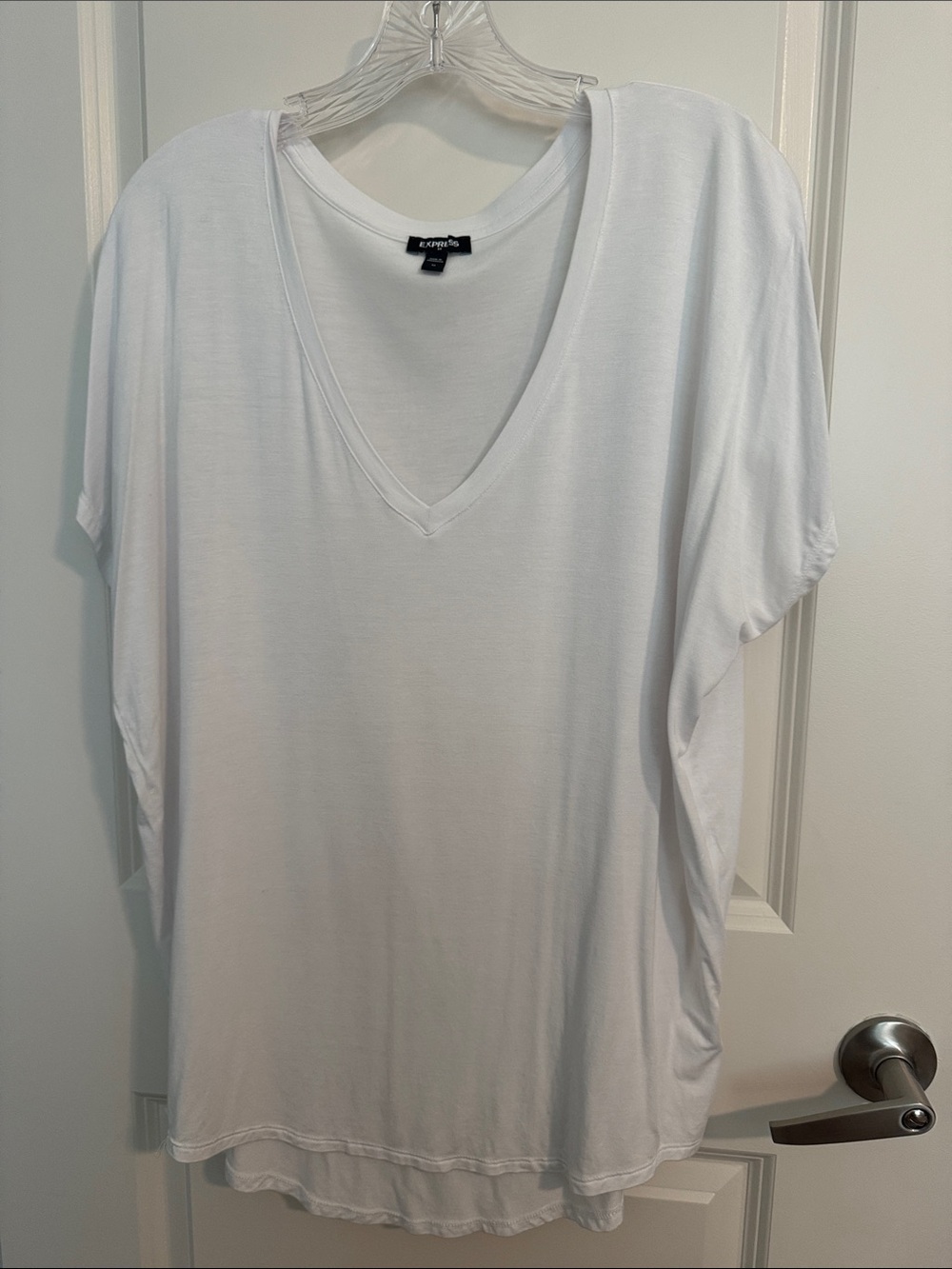 Express White V-Neck Dolman Sleeve Top